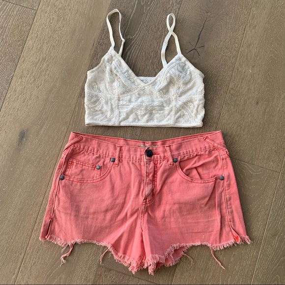 Free People pink jean shorts